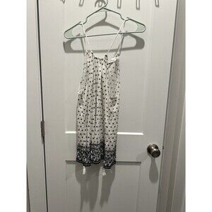 Vineyard Vines Women's Linen White Black Tie Back Halter Sleeveless Top Size M